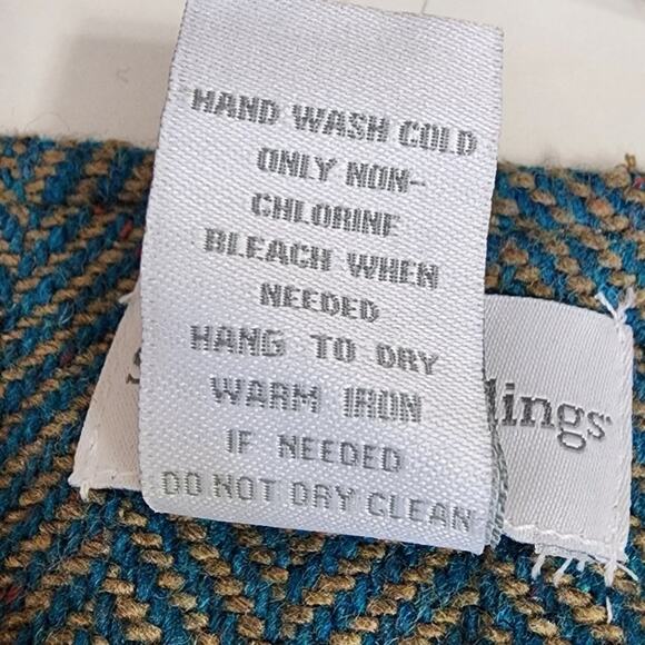 Soft Surroundings Hampstead Tweed Wool Herringbone Cape Toggle Teal Coat Size M - Picture 14 of 15